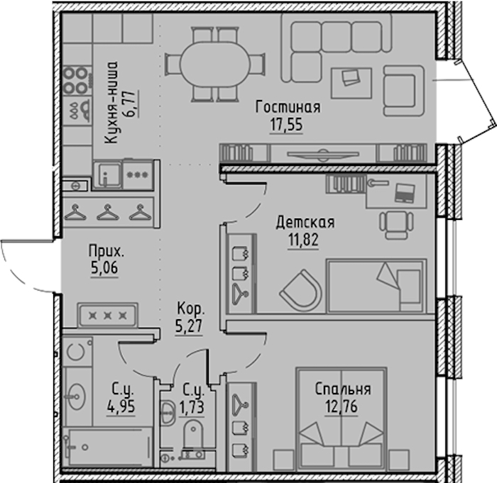 2-комнатная квартира 65.91 м², 2/10 эт., ЖК «LEGENDA Сампсониевский 32»